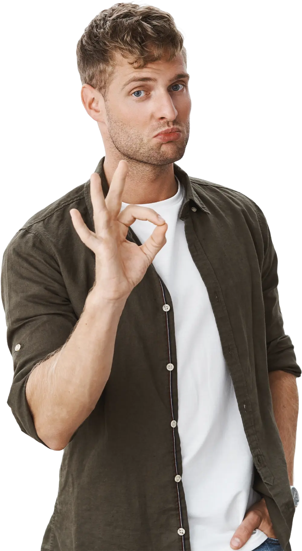 Ragazzo che indica OK con la mano destra